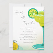 グリーナリーウォーターカラーマルガリータライムブライダルシャワー 招待状 (正面)