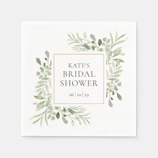 グリーナリーウォーターブライダルシャワー スタンダードカクテルナプキン (正面)