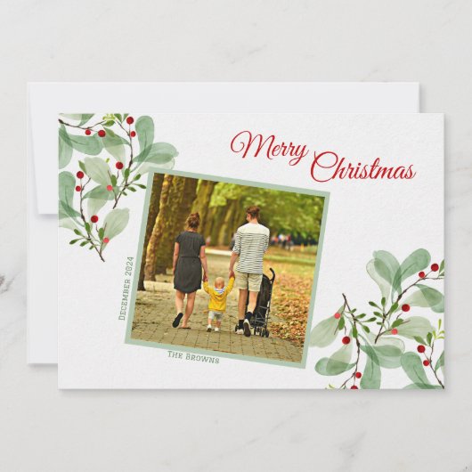 グリーナリーエレガントメリークリスマスホリデーカード シーズンカード (正面)
