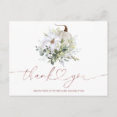 グリーナリーカボチャ秋ブライダルシャワーサンキューユー ポストカード (正面)