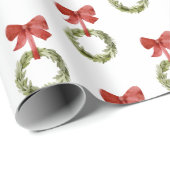 グリーナリークリスマスリースレッドボウ ラッピングペーパー (ロールコーナー)