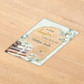 グリーナリーグリーンセージ語の本テーマベビーシャワー アクリル招待状 (レイダウン)