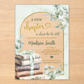 グリーナリーグリーンセージ語の本テーマベビーシャワー アクリル招待状 (正面)