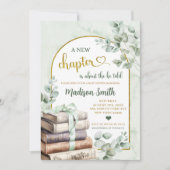 グリーナリーグリーンセージ語の本テーマベビーシャワー 招待状 (正面)