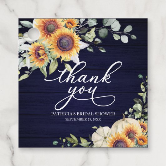 グリーナリーサンフラワーズカボプキン秋ブライダルシャワーFav フェイバータグ (正面)