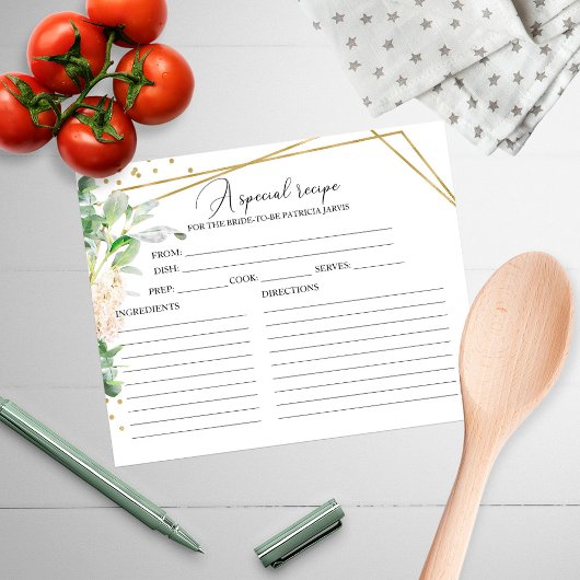 グリーナリージオメトリゴールドフォイルブライダルシャワーレシピ