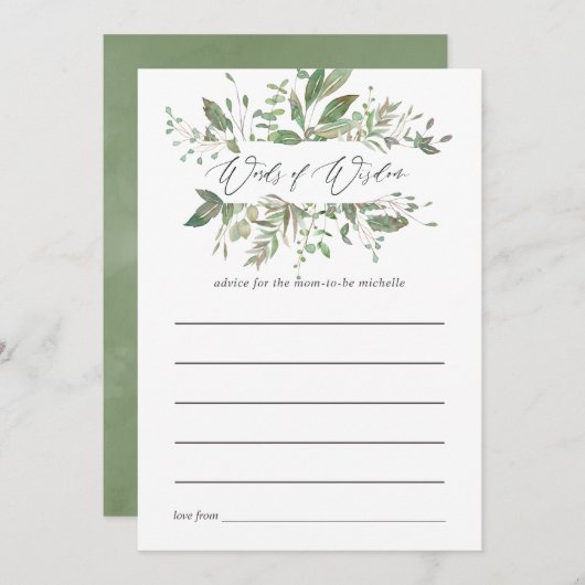 グリーナリージオメトリックベビーシャワーママアドバイス アドバイスカード (正面/裏面)