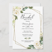グリーナリージオメトリックホワイトフローラブライダルブランチ 招待状 (正面)