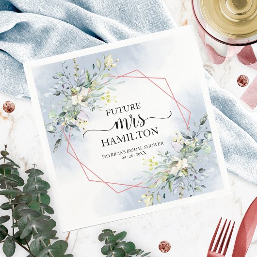 グリーナリージオメトリックリースブライダルシャワーナプキンス スタンダードカクテルナプキン