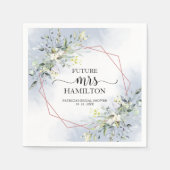 グリーナリージオメトリックリースブライダルシャワーナプキンス スタンダードカクテルナプキン (正面)