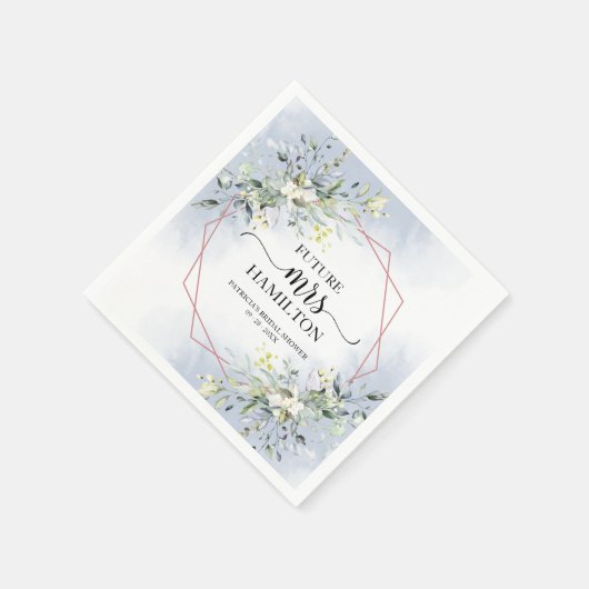 グリーナリージオメトリックリースブライダルシャワーナプキンス スタンダードカクテルナプキン (角)