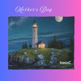 グリーナリースイートセレーヌナイトライトハウスムーン フリースブランケット