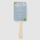 グリーナリーストリングライツダスティブルー結婚式 プログラム ハンドファン (正面)