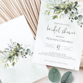 グリーナリーセージ緑のブライダルシャワーの招待状 招待状