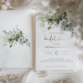 グリーナリーセージ緑のブライダルシャワーの招待状 箔招待状