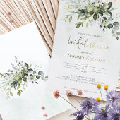 グリーナリーセージ緑のブライダルシャワーの招待状 箔招待状