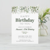 グリーナリーセージ緑の誕生日パーティーの招待状 招待状 (スタンド正面)