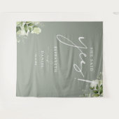 グリーナリーセージ緑婚約パーティ背景 タペストリー (正面(横))