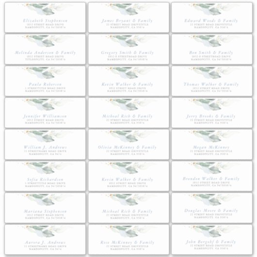 グリーナリーダスティブルーゲストネーム住所 シール (正面)