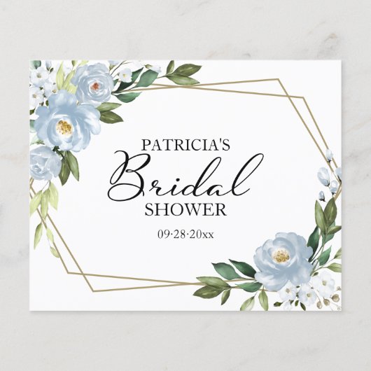 グリーナリーダスティブルーブライダルシャワーアドバイスカード (裏面)