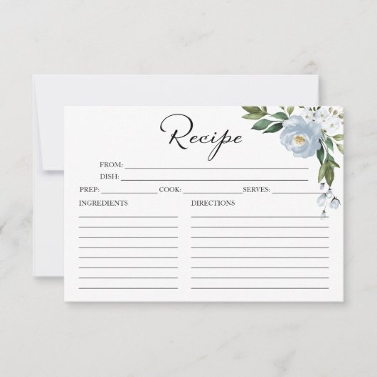 グリーナリーダスティブルーブライダルシャワーレシピカード (正面)