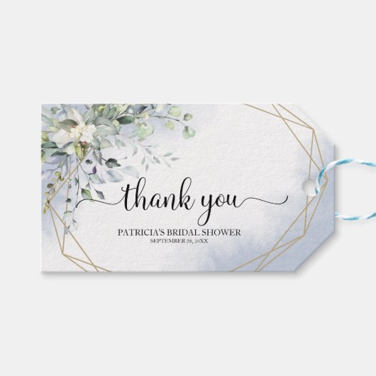 グリーナリーダスティブルーブライダルシャワー ギフトタグ (正面(横))