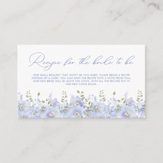 グリーナリーダスティーブルーフローラブライダルシャワーレシピ エンクロージャーカード (正面)