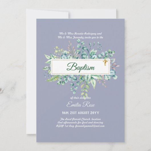 グリーナリーバプティスバウティゾバウティスモ《キリスト教》洗礼式や命名式インビ 招待状 (正面)