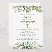 グリーナリーバプテスマ招待状と交差 招待状 (正面/裏面)