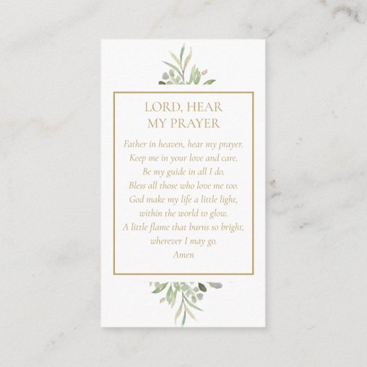 グリーナリーバプテスマ《キリスト教》洗礼式や命名式祈りの言葉カード エンクロージャーカード (裏面)