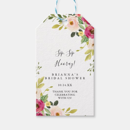 グリーナリーピンク赤面園区ホレーブライダルシャワー ギフトタグ (正面)