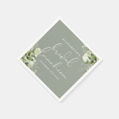 グリーナリーフローラセージグリーンブライダルルンチョン スタンダードカクテルナプキン (角)
