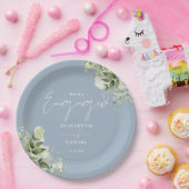 グリーナリーフローラダスティーブルー婚約パーティ ペーパープレート (パーティー)