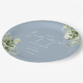 グリーナリーフローラダスティーブルー婚約パーティ ペーパープレート (アングル)