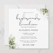 グリーナリーフローラモノグラムブリデスメイドランチョン 招待状 (正面)