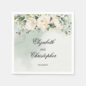 グリーナリーボホホワイトフローラ結婚ズナプキンス金ゴールド スタンダードカクテルナプキン (正面)