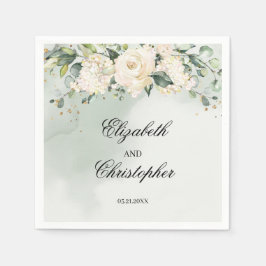 グリーナリーボホホワイトフローラ結婚ズナプキンス金ゴールド スタンダードカクテルナプキン