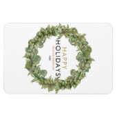 グリーナリーモダンリースハッピーホリデーズクリスマス マグネット (横)