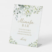 グリーナリーユーカリプトゥスウォーターカラーミモサバー標識 台座サイン (正面)