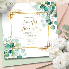 グリーナリーユーカリプトゥスエメラルドグリーン結婚スクエア 招待状