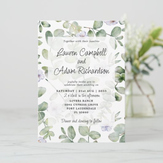 グリーナリーユーカリプトゥスセージグリーン&フローラ結婚ズ 招待状 (スタンド正面)