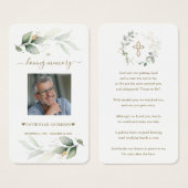 グリーナリーユーカリプトゥスマンフォト葬儀祈りの言葉カード (正面&裏面)