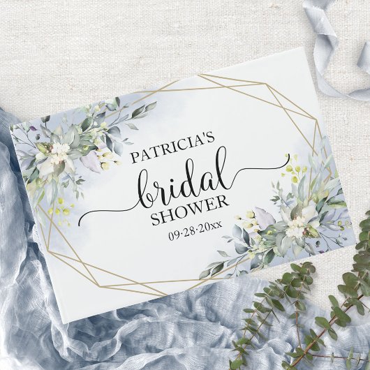 グリーナリーユーカリプトゥス幾何学ブライダルシャワー ゲストブック