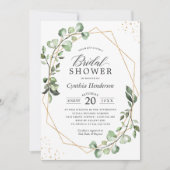 グリーナリーユーカリプトゥス幾何学ブライダルシャワー 招待状 (正面)
