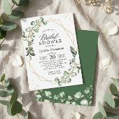グリーナリーユーカリプトゥス幾何学ブライダルシャワー 招待状