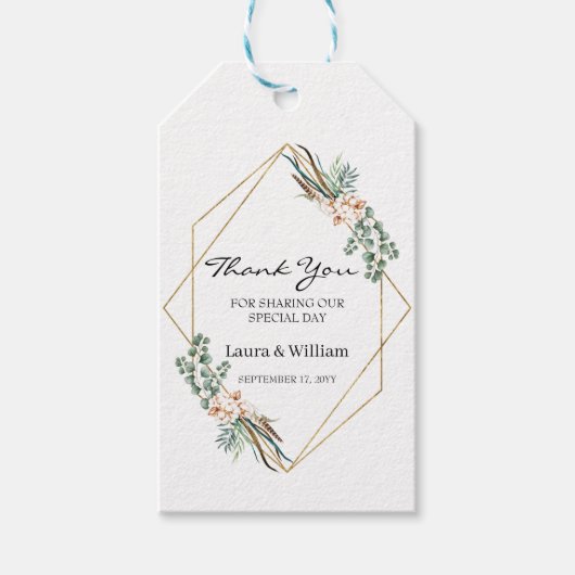 グリーナリーユーカリプトゥス綿結婚式の引き出物サンキューユー ギフトタグ (正面)