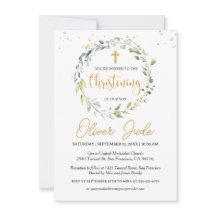 グリーナリーユーカリプトゥス葉《キリスト教》洗礼式や命名式招待状