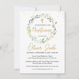 グリーナリーユーカリプトゥス葉《キリスト教》洗礼式や命名式招待状 招待状