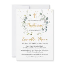 グリーナリーユーカリプトゥス葉《キリスト教》洗礼式や命名式招待状
