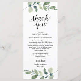 グリーナリーユーカリプレイスセッティングサンキューカード プログラム